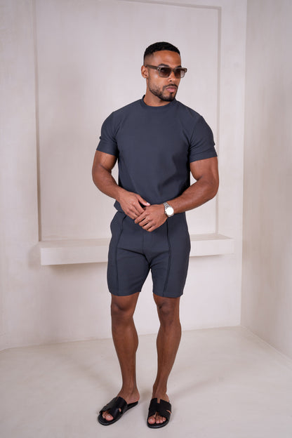 Pleated Slim Fit Shorts - Charcoal