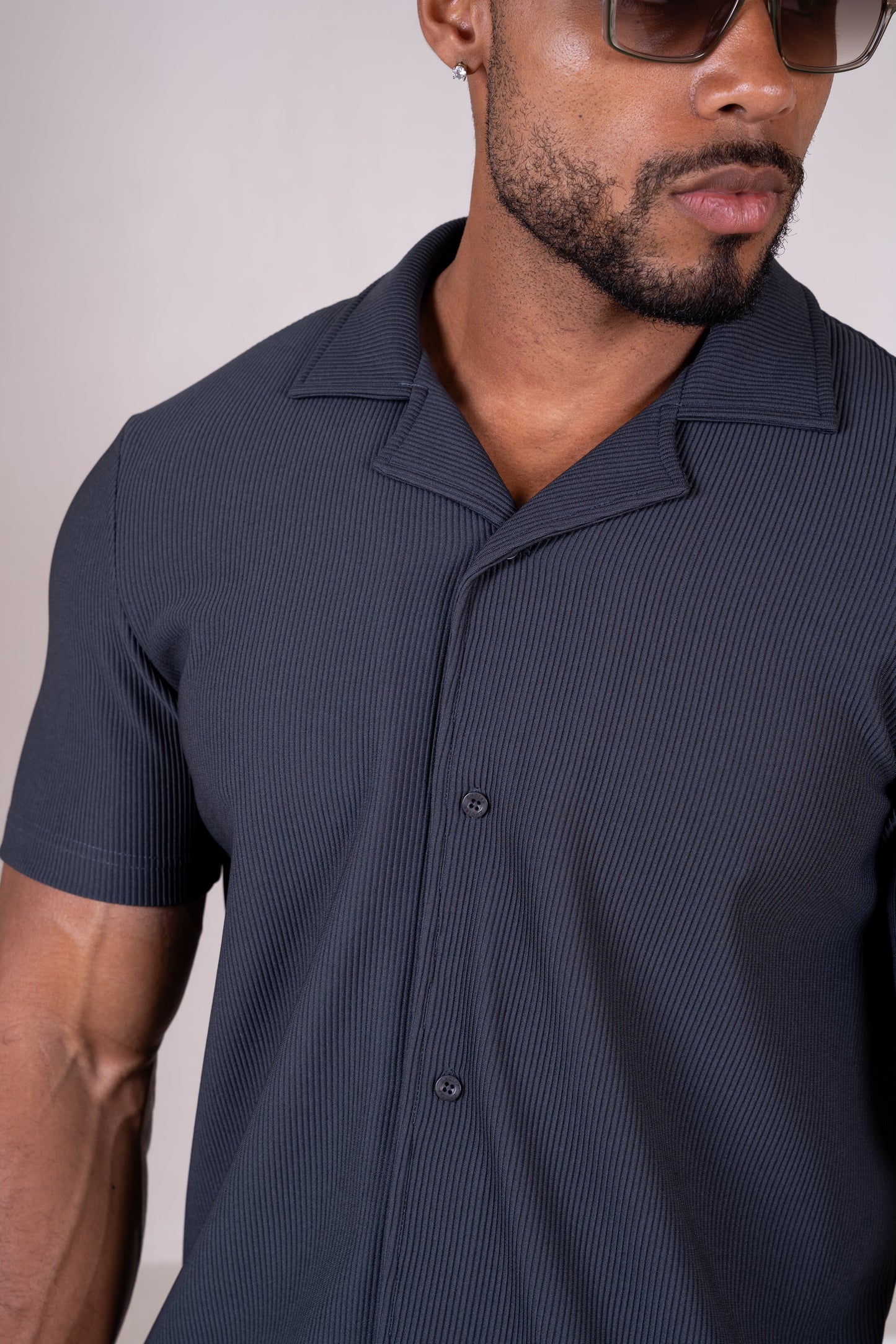 Pleated Slim Fit Shirt - Charcoal