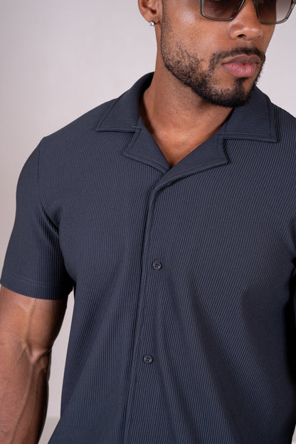 Pleated Slim Fit Shirt - Charcoal