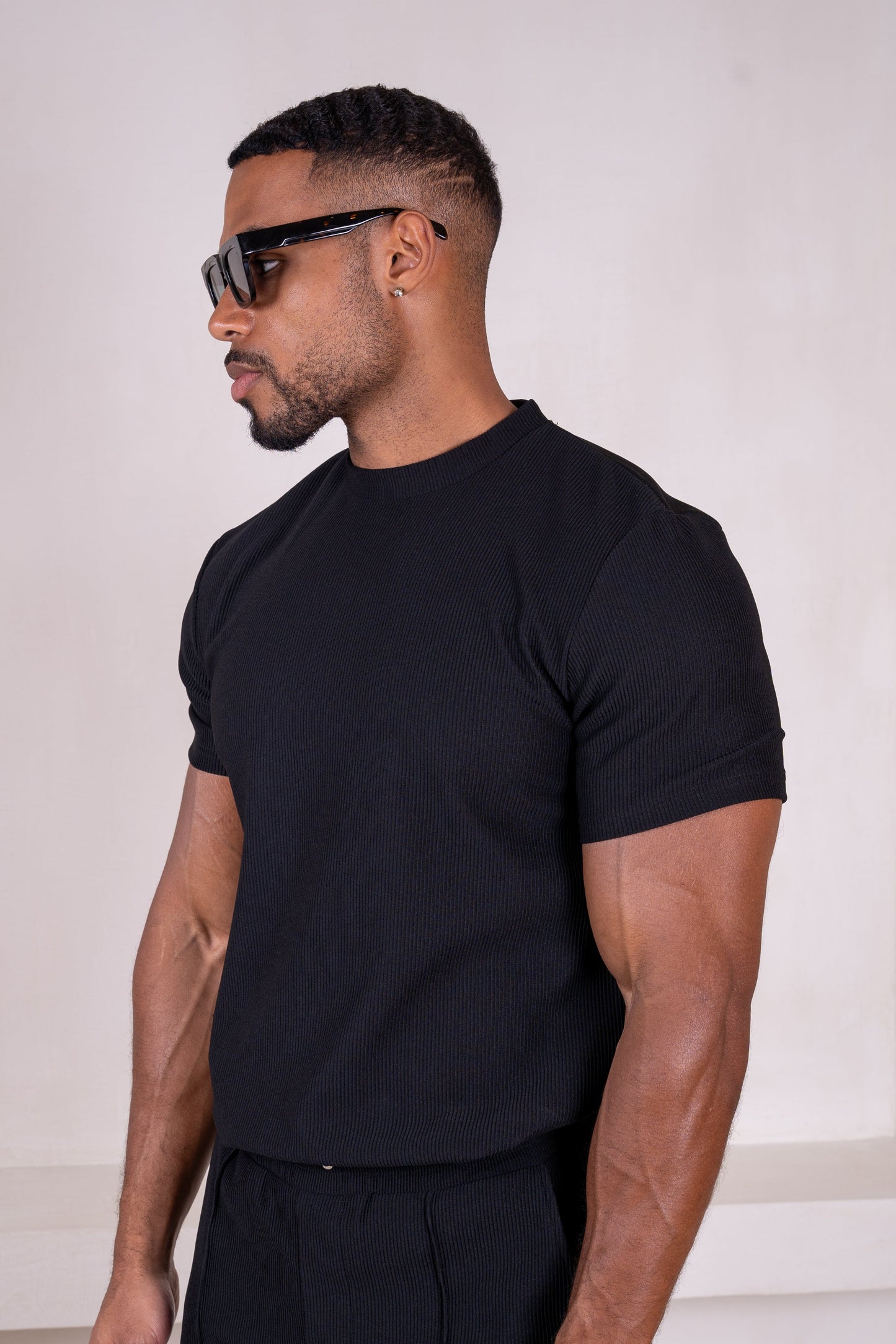 Pleated Slim Fit T-Shirt - Black