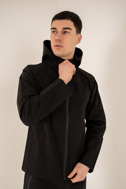 Pinnacle Brushed Technical Windbreaker Jacket - Black