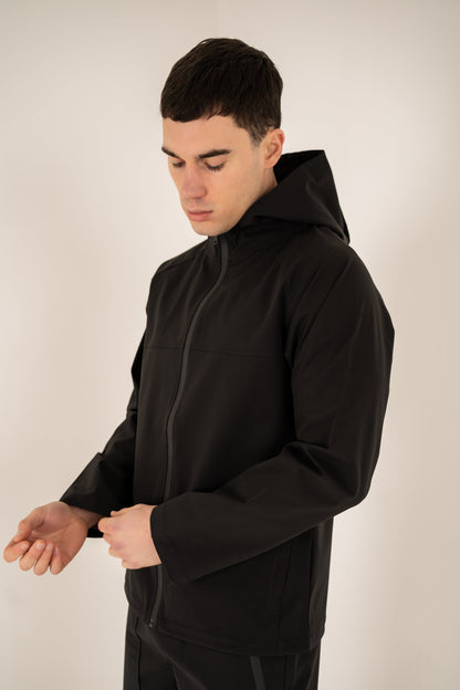 Pinnacle Brushed Technical Windbreaker Jacket - Black