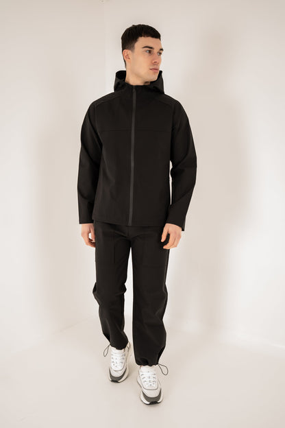 Pinnacle Brushed Technical Windbreaker Jacket - Black
