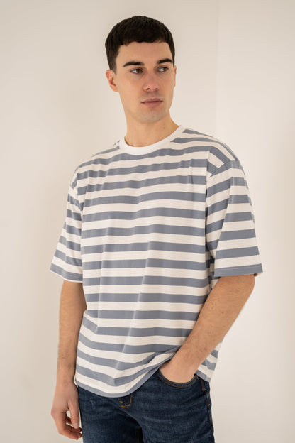 Relaxed Fit Stripe T-Shirt - Blue