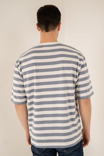 Relaxed Fit Stripe T-Shirt - Blue