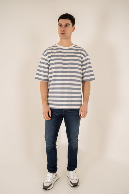 Relaxed Fit Stripe T-Shirt - Blue