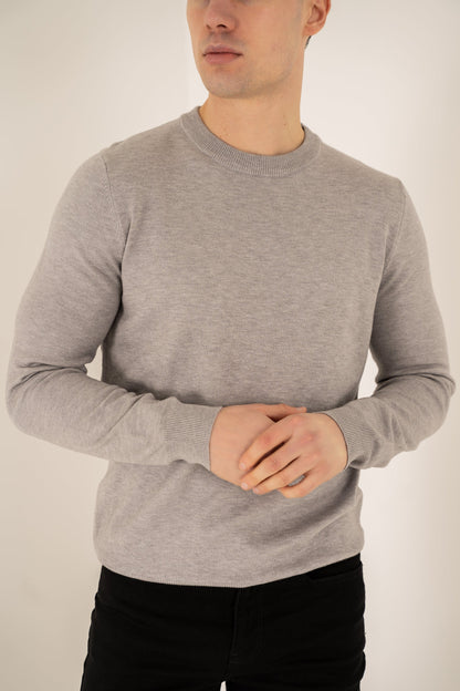 Ultra Fine Knit Crew Neck Jumper - Grey