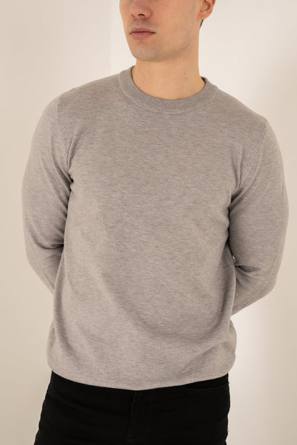 Ultra Fine Knit Crew Neck Jumper - Grey