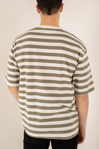 Relaxed Fit Stripe T-Shirt - Taupe