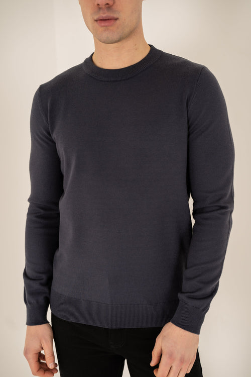 Ultra Fine Knit Crew Neck Jumper - Navy