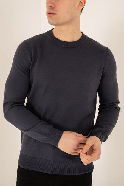 Ultra Fine Knit Crew Neck Jumper - Navy