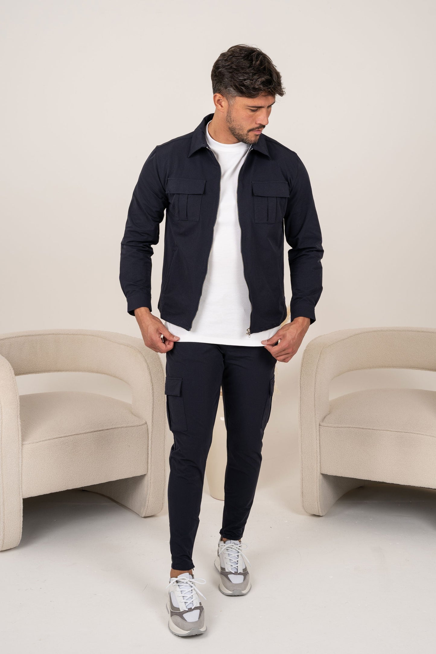 Premium Cargo Utility Jacket - Navy