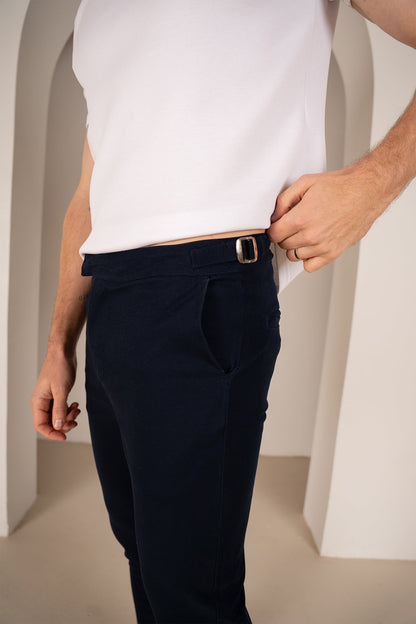 Tailored Buckle Chino  - Navy