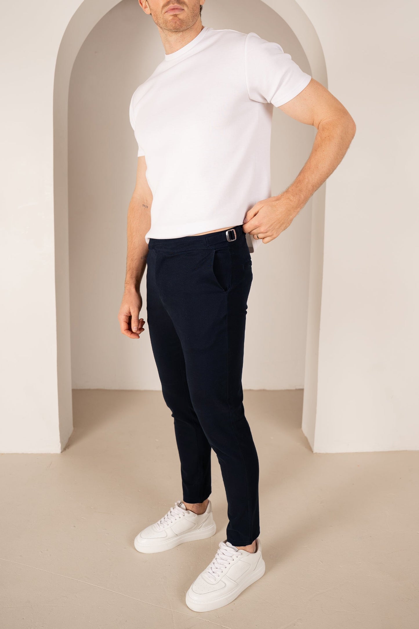 Tailored Buckle Chino  - Navy