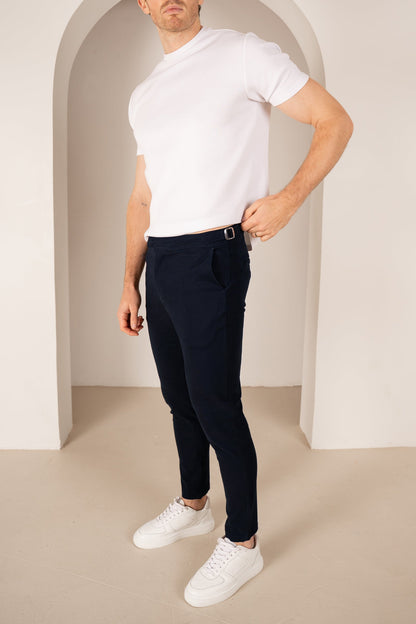 Tailored Buckle Chino  - Navy