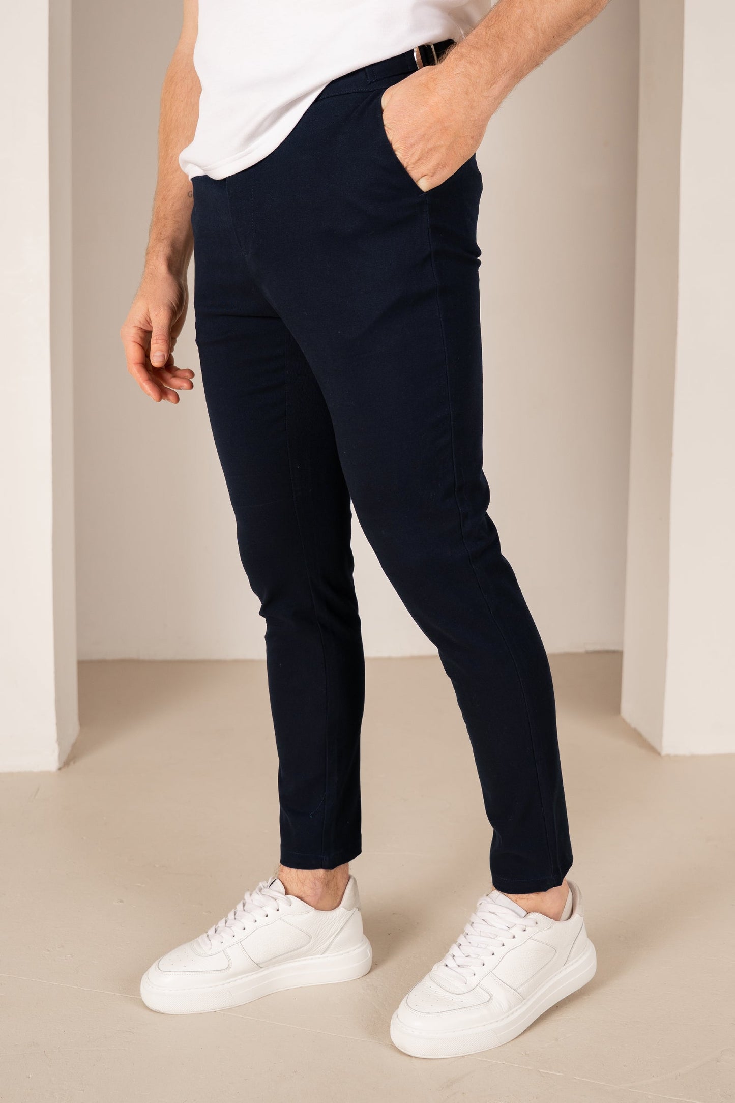 Tailored Buckle Chino  - Navy