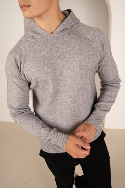 Slim Fit Knitted Hoodie - Grey
