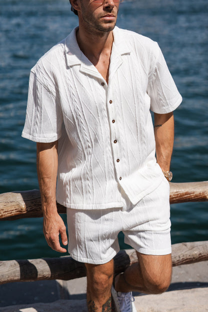 Jacquard Oversized Resort Shirt - Off White
