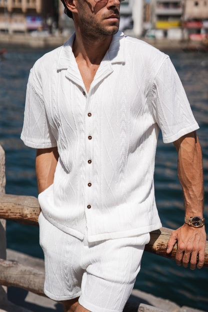 Jacquard Oversized Resort Shirt - Off White