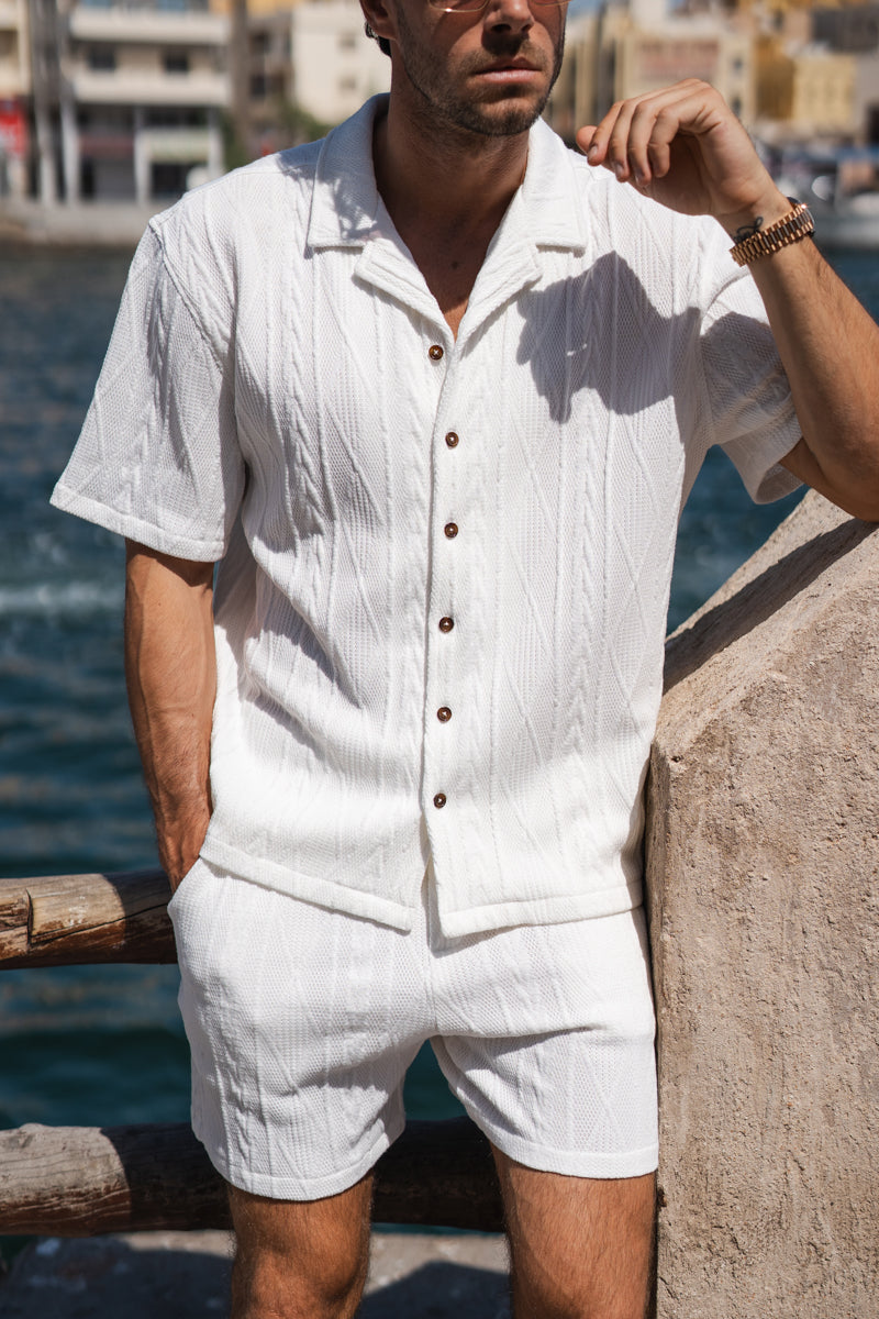 Jacquard Oversized Resort Shirt - Off White