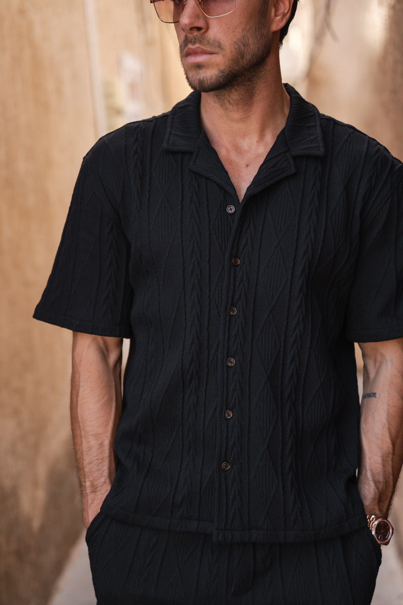 Jacquard Oversized Resort Shirt - Black