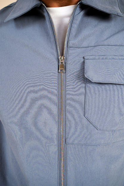 Premium Detail Cargo Jacket V2 - Steel Blue