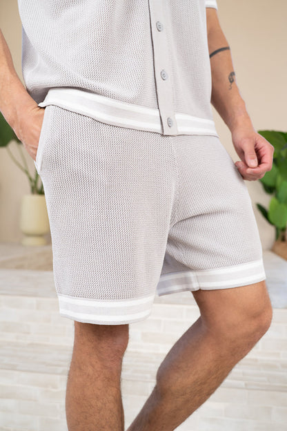 Mesh Tape Knitted Shirt - Grey