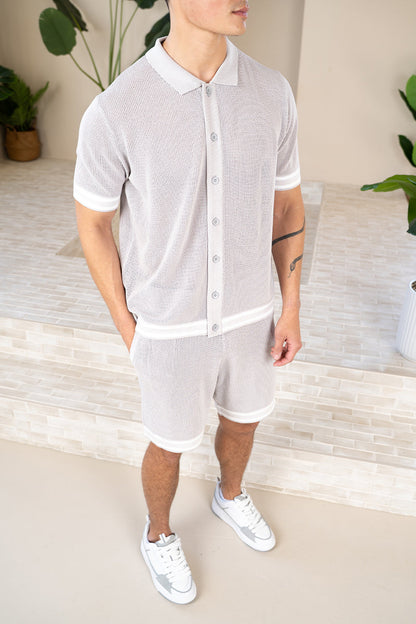 Mesh Tape Knitted Shirt - Grey