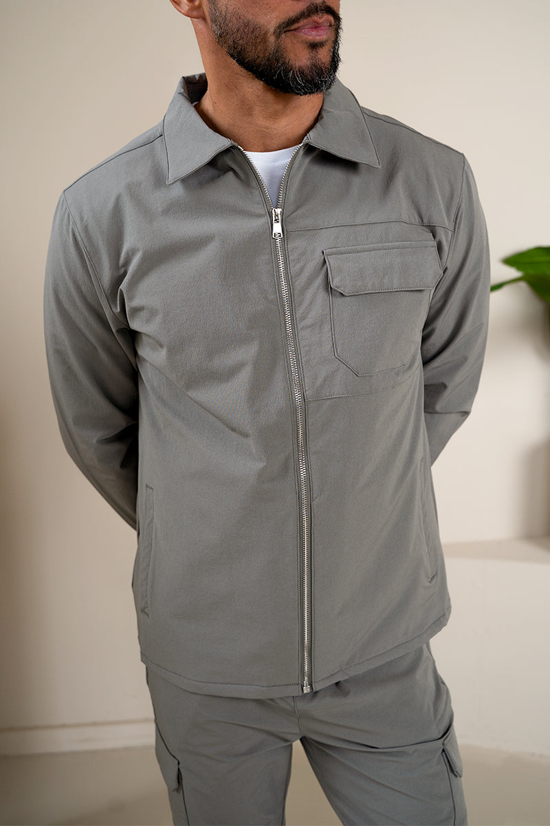 Premium Detail Cargo Jacket V2 - Taupe