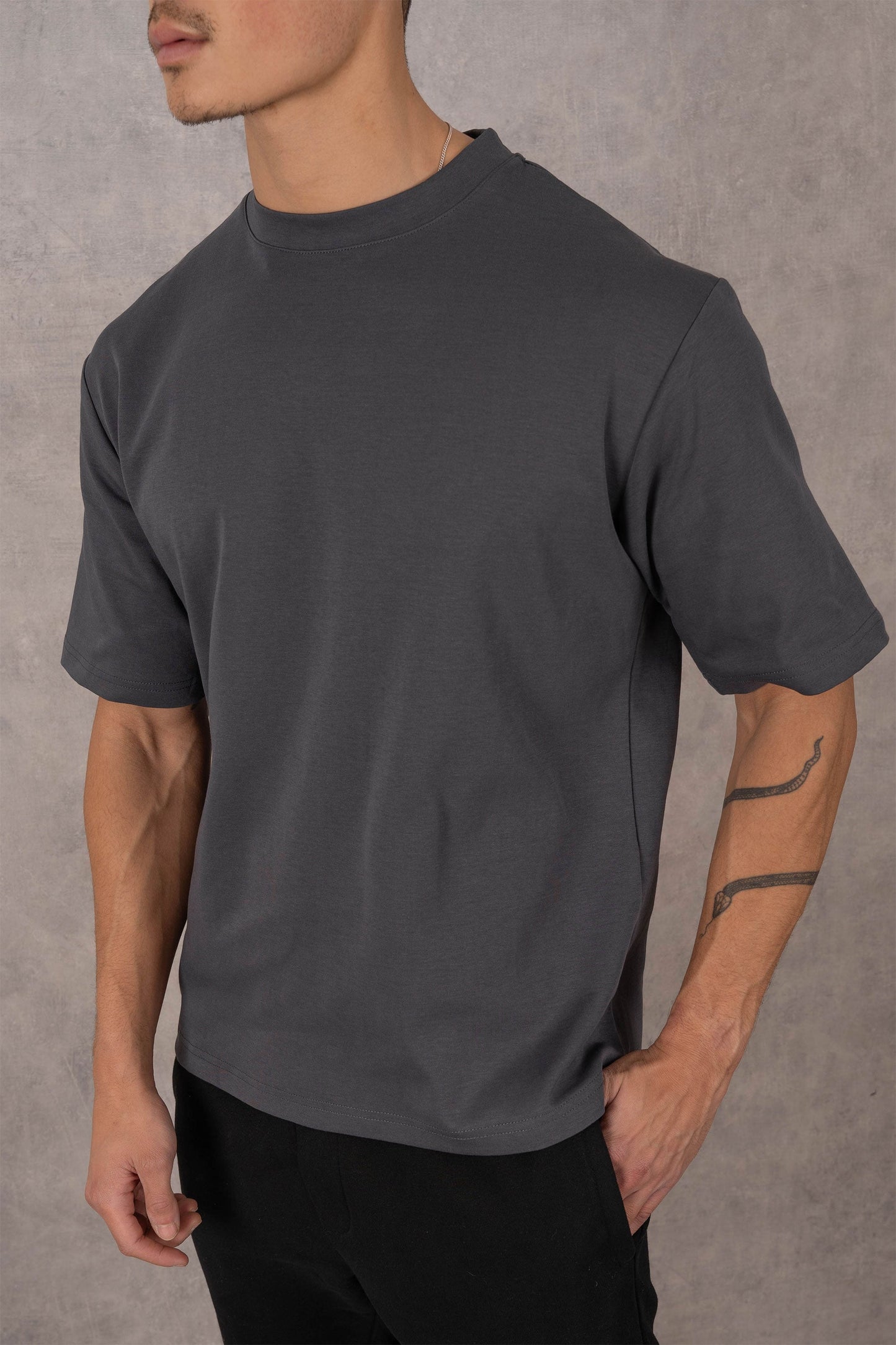 Boxy Fit Oversized T-Shirt - Charcoal