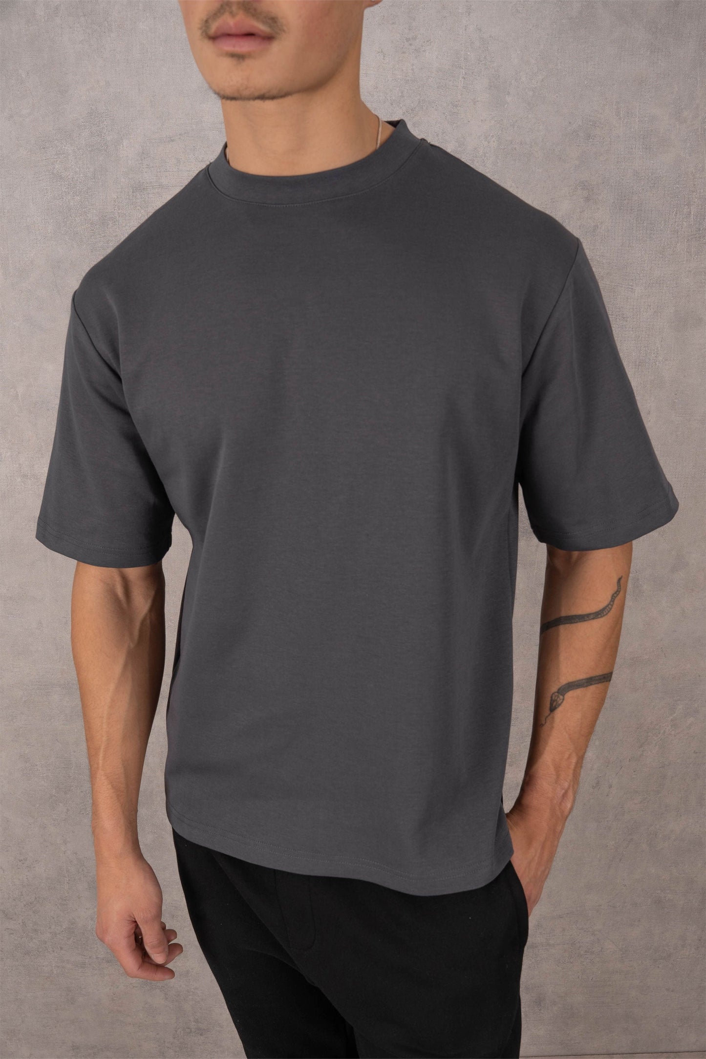 Boxy Fit Oversized T-Shirt - Charcoal