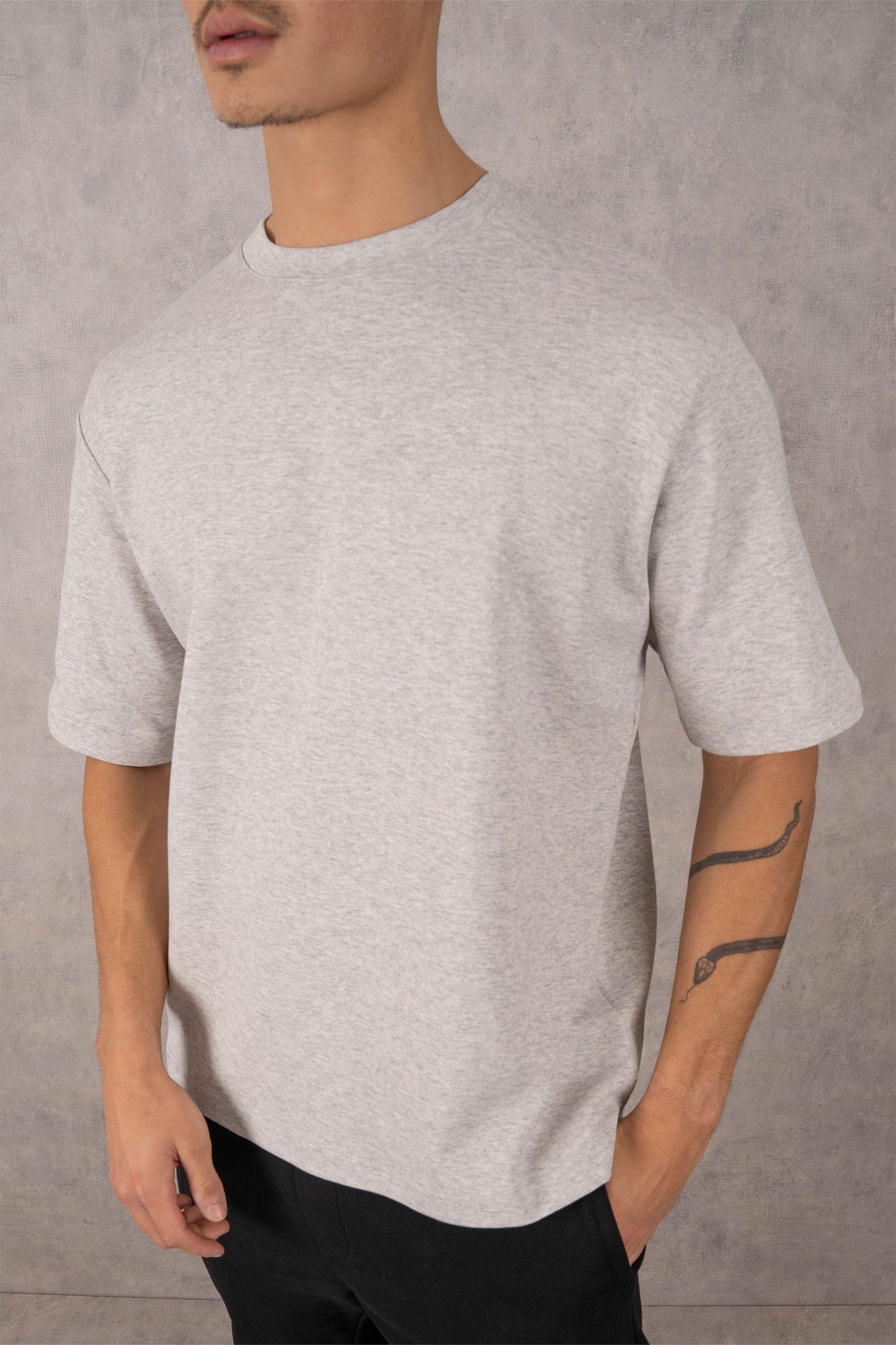 Boxy Fit Oversized T-Shirt - Grey Marl