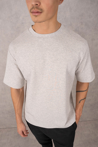 Boxy Fit Oversized T-Shirt - Grey Marl