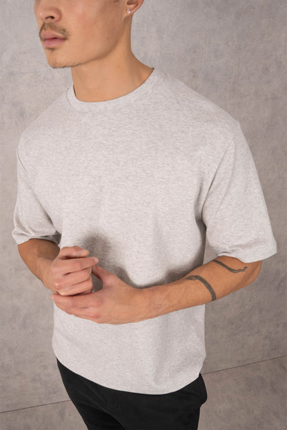 Boxy Fit Oversized T-Shirt - Grey Marl